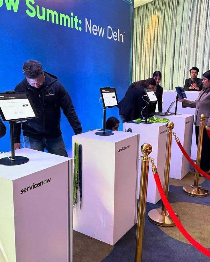 Registration kiosks at a corporate summit